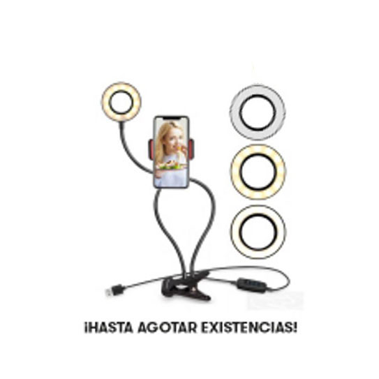 Anillo De Luz Con Soporte Y Trípode Para Móvil – 128 LEDs, Regulable En Temperatura Y Brillo, Ideal Para Selfies Y Streaming